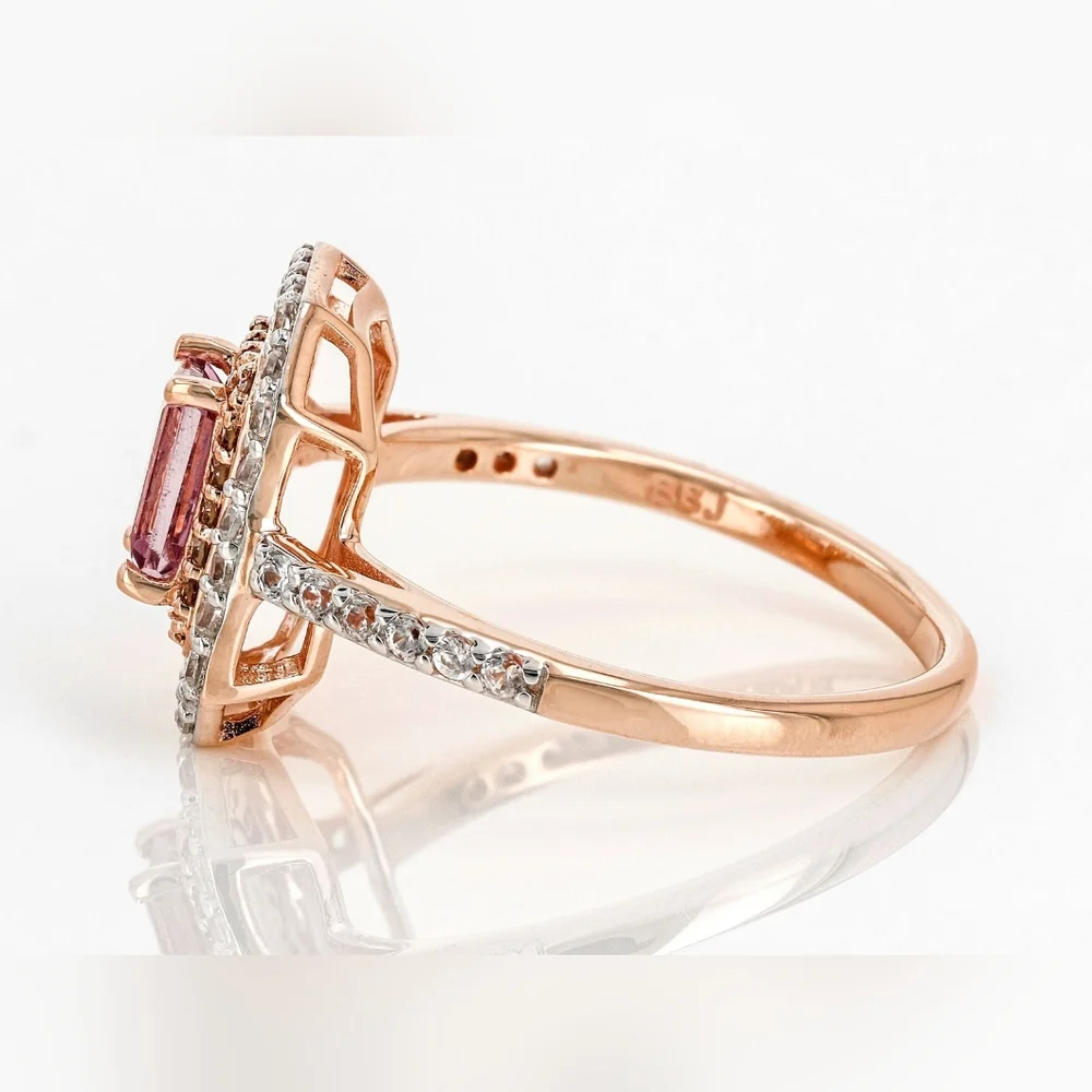 Solid 10k Rose Gold,  color shift garnet, champagne & white mined diamonds. - Picture 3 of 5